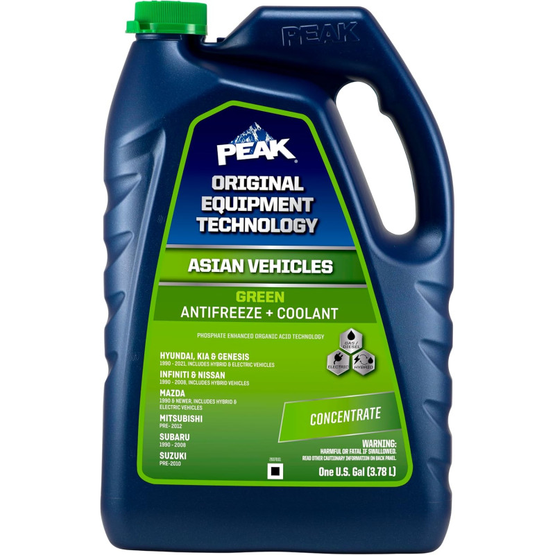 PEAK OET EXTENDED LIFE -ANTICONGELANTE / REFRIGERANTE CONCENTRADO VERDE PARA VEHICULOS ASIATICOS - 1 GALON